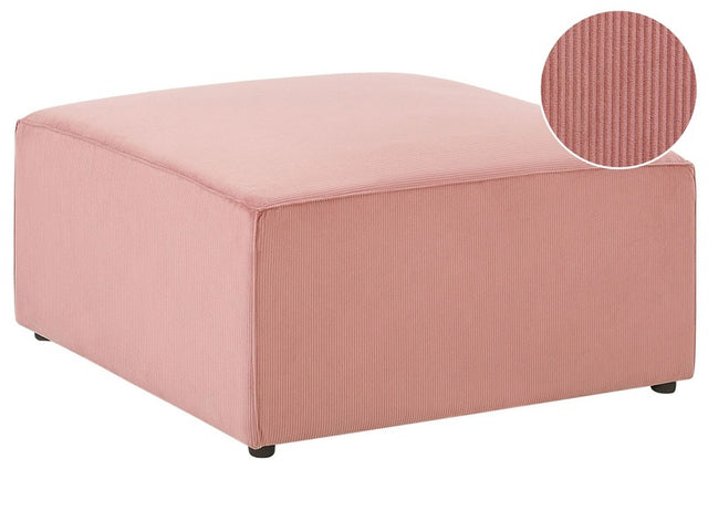 Ottoman Pink Corduroy Upholstered Square Footstool Modern Design Beliani