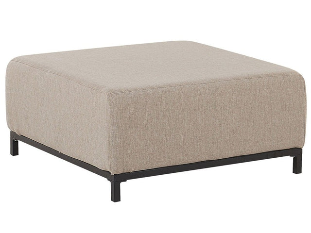 Ottoman Beige Fabric Upholstery Black Aluminium Legs Metal Frame Outdoor and Indoor Water Resistant Beliani