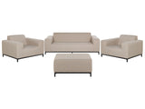 Garden Sofa Set Beige Fabric Upholstery with Ottoman 5 Seater Weather Resistant Outdoor Beliani