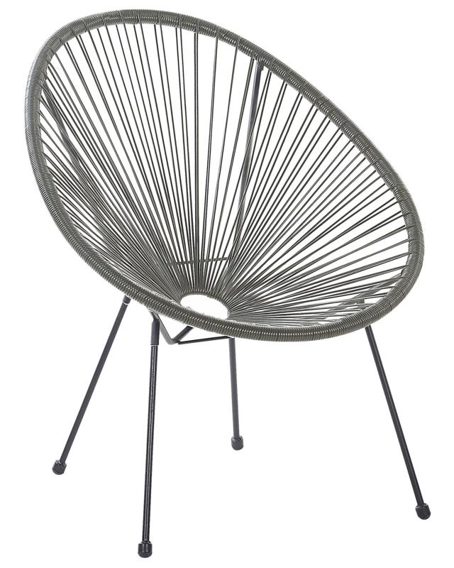 Garden Chair Dark Grey PE Rattan Papasan Modern Beliani