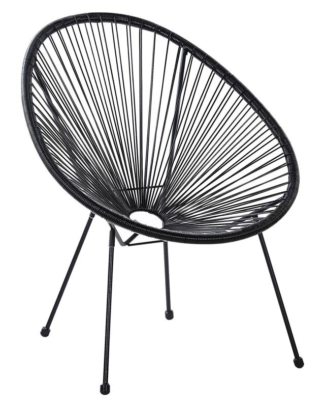 Garden Chair Black PE Rattan Papasan Modern Beliani