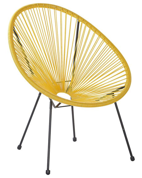 Garden Chair Yellow PE Rattan Papasan Modern Beliani