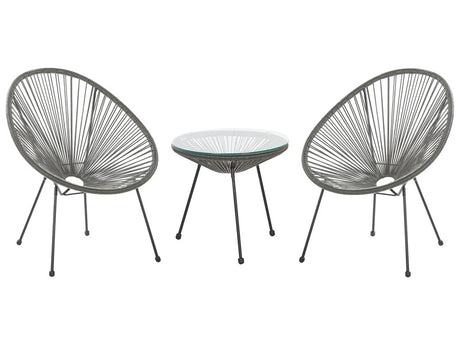 Bistro Set Dark Grey PE Rattan 3 Piece 2 Seater Modern Beliani