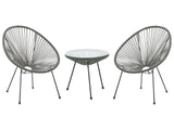 Bistro Set Dark Grey PE Rattan 3 Piece 2 Seater Modern Beliani