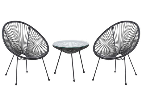 Bistro Set Black PE Rattan 3 Piece 2 Seater Modern Beliani