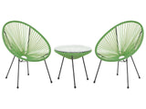 Bistro Set Green PE Rattan 3 Piece 2 Seater Modern Beliani