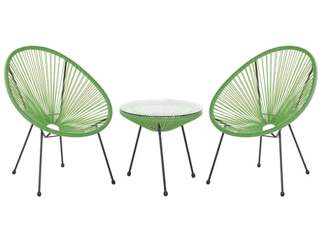 Bistro Set Green PE Rattan 3 Piece 2 Seater Modern Beliani
