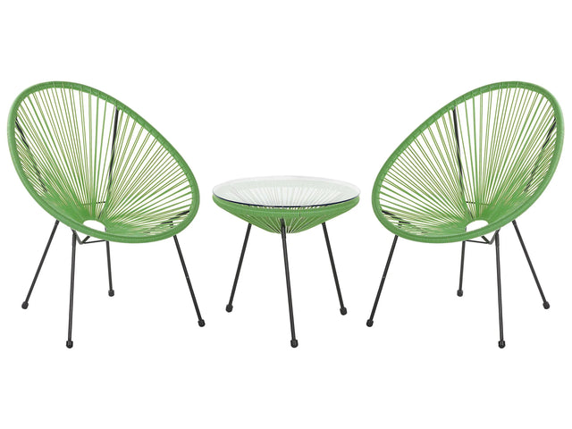 Bistro Set Green PE Rattan 3 Piece 2 Seater Modern Beliani