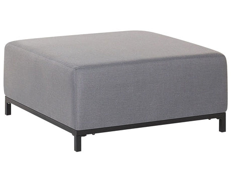 Ottoman Grey Fabric Upholstery Black Aluminium Legs Metal Frame Outdoor and Indoor Water Resistant Beliani