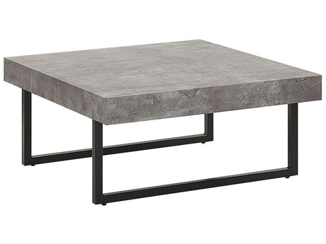 Square Coffee Table Industrial Style MDF Top with Concrete Finish Metal Legs with Caps 75 x 75 cm Beliani