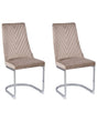 Set of 2 Dining Chairs Beige Velvet Armless High Back Cantilever Chair Living Room  Beliani