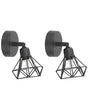 Set of 2 Wall Lamp Black Metal Cage Shade Adjustable Light Position Modern Beliani