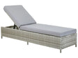Sun Lounger Grey Faux Rattan with Cushion Adjustable Headrest Beliani