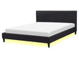 EU King Size Panel Bed 5ft3 Black Fabric Slatted Frame with White LED Contemporary Beliani