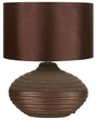 Table Lamp Brown Ceramic Base Faux Silk Drum Shade Bedside Table Lamp Beliani