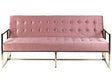 Sofa Bed Gold Metal Frame Tufted Pink Velvet Upholstery Retro Style Couche Settee Living Room Beliani