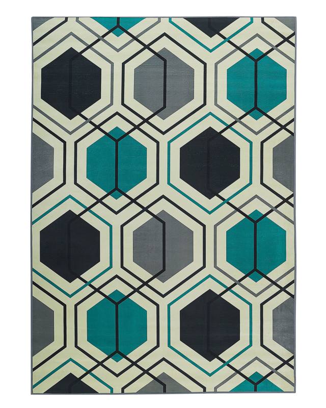 Area Rug Carpet Multicolour Polyester Fabric Geometric Linear Pattern Rectangular 140 x 200 cm  Beliani