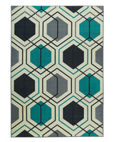 Area Rug Carpet Multicolour Polyester Fabric Geometric Linear Pattern Rectangular 140 x 200 cm  Beliani