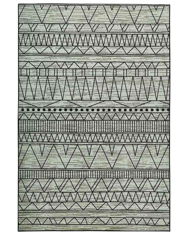 Rug Black and Grey Polyester 160 x 230 cm Low Pile Geometric Pattern  Beliani