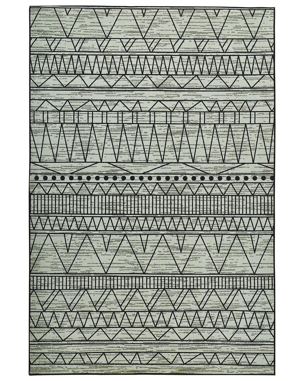 Rug Black and Grey Polyester 160 x 230 cm Low Pile Geometric Pattern  Beliani