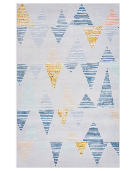 Area Rug Carpet Multicolour Polyester Fabric Geometric Distressed Pattern Rectangular 140 x 200 cm Beliani