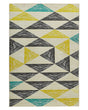 Area Rug Grey and Yellow Printed Geometric Pattern 140 x 200 cm Low Pile Beliani