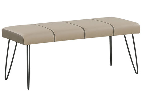 Bedroom Bench Beige Faux Leather Upholstery Metal Legs Modern Beliani