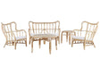 Garden Sofa Set Beige Natural Rattan 2 Tables 2 Armchairs Sofa Indoor Outdoor Cushions Boho Beliani