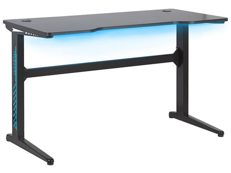 Gaming Desk Black MDF Metal Legs Rectangular 120 x 60 cm with RGB Lights Modern Design Home Office Furniture Beliani