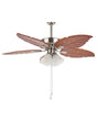 Ceiling Fan with Light Silver Metal Wooden Leaf-Shaped Reversible Blades with Pull Chain Speed Control Retro Design Beliani