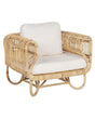 Armchair Beige Natural Rattan Chair with Cotton Cushions Wicker Boho Design Beliani