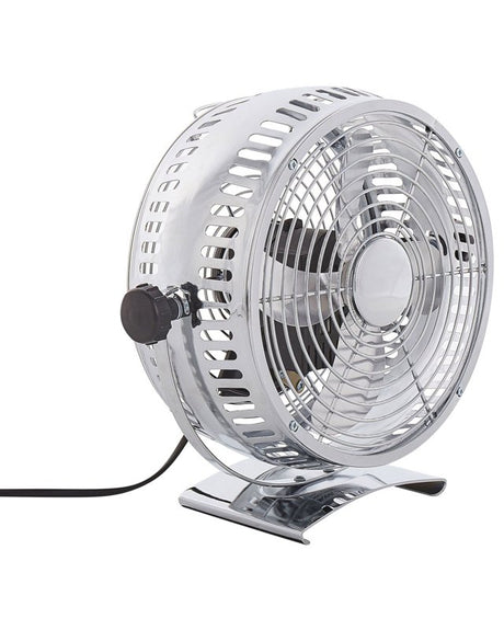 Desk Fan Silver Metal Iron Speed Control Portable Plug-in 24 cm Adjustable Home Accessories Ventilator  Beliani