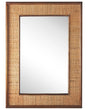 Wall Mirror Light Wood Rectangular 54 x 74 cm Solid Wood Handmade Fir Frame Bamboo Basket Weave Boho Modern Beliani