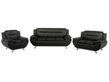 Living Room Set 3 Seater Sofa 2 Seater Armchair Grey Faux Leather Pillow Modern Beliani