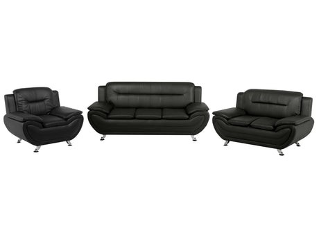 Living Room Set 3 Seater Sofa 2 Seater Armchair Grey Faux Leather Pillow Modern Beliani
