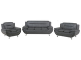 Living Room Set 3 Seater Sofa 2 Seater Armchair Grey Faux Leather Pillow Modern Beliani