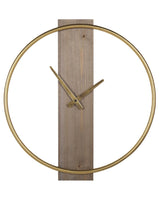 Wall Clock Gold Round  47 cm Solid Wood Handmade Face Glam Rustic Minimalist Beliani