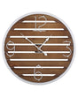 Wall Clock Dark Wood Round ø 50 cm Handmade Slatted Face White Metal Frame Beliani