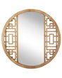 Wall Mirror Light Wood Round 60 cm Solid Wood Frame Handmade Geometric Rustic Beliani