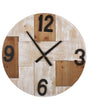 Wall Clock Light Wood Round  60 cm Handmade Face Black Hands Numbers Rustic Minimalist Beliani