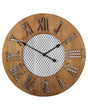 Wall Clock Dark Wood Round ø 60 cm Handmade Diamond Pattern Face Beliani