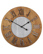 Wall Clock Dark Wood Round  60 cm Handmade Diamond Pattern Face Beliani