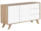 Sideboard White Light Wood 3 Drawers 2 Cabinets Modern Design Scandinavian Beliani