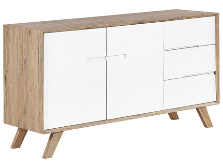 Sideboard White Light Wood 3 Drawers 2 Cabinets Modern Design Scandinavian Beliani