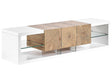 TV Stand White Light Wood MDF Tempered Glass 160 cm Up To 70 Drawer Shelves Modern Design Beliani