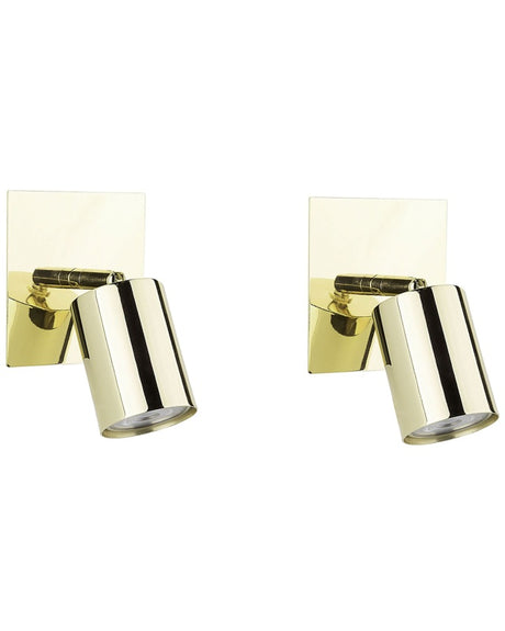 Set of 2 Wall Lamps Gold Metal Sconce Adjustable Light Glamour Minimalist Design Bedroom Lighting Beliani