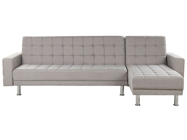 Corner Sofa Bed Light Grey Fabric Tufted Upholstery Reversible Chaise Sleeper Sofa Beliani