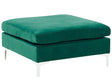 Ottoman Green Velvet Top-Pillow Seat Silver Metal Legs Glamour Style Beliani