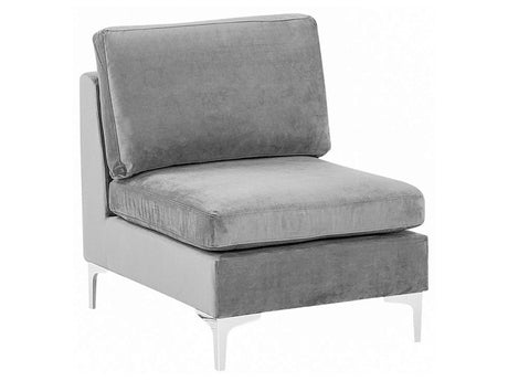 1-Seat Section Grey Velvet Sofa Module Silver Metal Legs Glamour Style Beliani