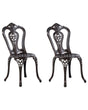 Set of 2 Garden Chairs Brown Aluminium Armless Bistro Dining Vintage Pattern Metal Beliani